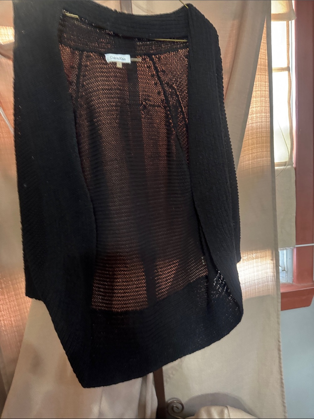 Calvin Klein Black Open Weave Lightweight Cardigan